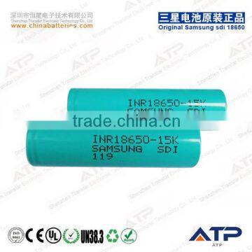 cylindrical samsung 18650 battery cell 3.6V 1500mah deep cycle battery