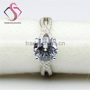 Round Brilliant Cut Forever Classic Moissanite 2CT 8.0mm Center 14k 18k White Yellow Gold Diamond Engagement Ring photo-4