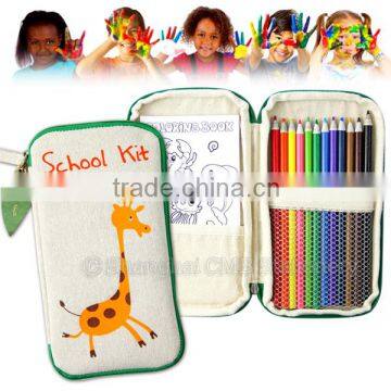 Jute & Cotton kids activity set with recycled color pencils and pads drawing kit