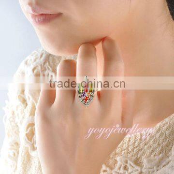 2016 Jewelry Trends Oval Shaped Color Stone Latest Gold Ring Designs for Girls photo-6