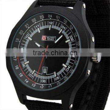 Brand New Mens Aiator Style Military Black Fabric Band Quartz Army Watch MR072