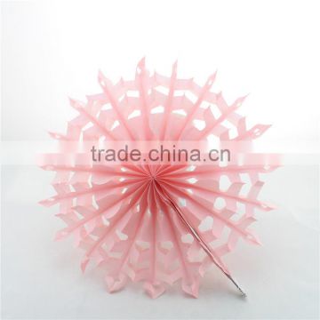 Decorative Flower Pink Snowflake Round Paper Fans