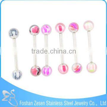2016 Fashion Colorful UV Balls Steel Bar Personalized Tongue Rings