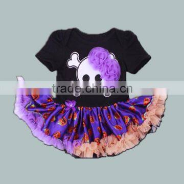 Halloween purple pettiskirt set newborn baby clothes girls infant ruffle romper set with cartoon skeleton baby 2 pcs tutus set