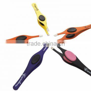 Rubber Grip- Beauty Eyebrow Tweezers Slanted Tip Stainless Steel Tweezerette/ Beauty instruments manicure and pedicure