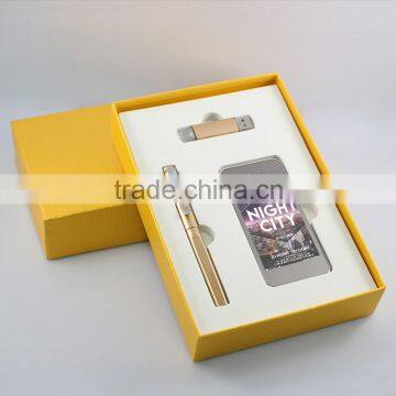 Gift set gold power bank with advertisement for corporate gift set