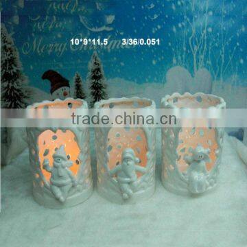 Hand painted ceramics decoration christmas candle holder