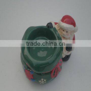 Hand Painted Christmas Shape Ceramic Candle Holder photo-3