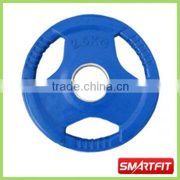 2.5 kg colored steering wheel shaped Rubber Olympic Plate with massage handle grip