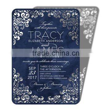 Hot sale high-end & elegant navy acrylic wedding invitations with silk screen printing                        
                                                Quality Choice