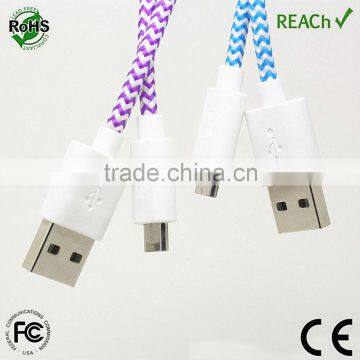 Braided sync data micro usb cable 20awg bulk