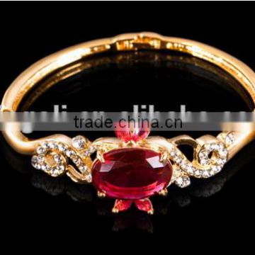 2010 Ruby Semiprecious Stone Bangle in Gold Plating