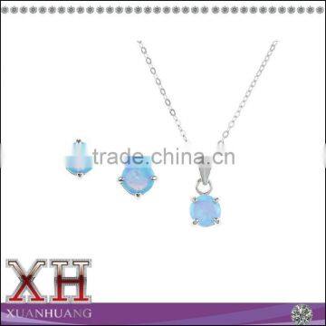 Blue Stone Jewelry Earrings Blue Zircon Necklace Jewelry Set Blue Opal Jewelry