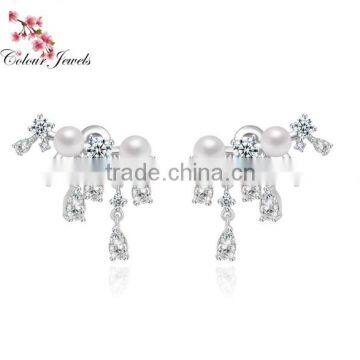 Pearl Design Young Lady Sexy Party Earrings for Women AAA Cubic Zircon Charm