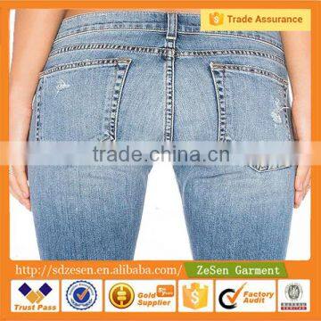 Guangdong Manufacturer Wholesale Price Ripped Skinny Women Denim Jeans photo-5