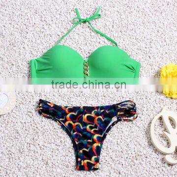 The new triangle split swimwear female steel prop gather wholesale sexy floral bikini