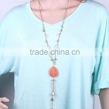 Turquoise Boho Necklace, Long Necklace, Bohemian Tassel Necklace, Tassel Charm Necklace photo-5