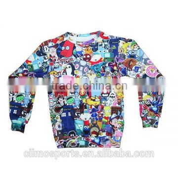 custom sublimation many color cartoon pattern sweatshirts sweaters