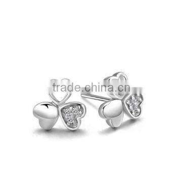 925 Sterling Silver Flower Crystal Stud Earrings Jewelry Wholesale