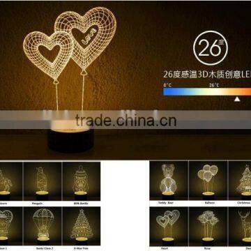 New Style 3D LED Night Light Colour Change with Temperature