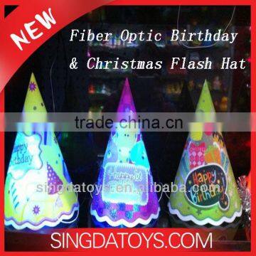 Flashing new design Birthday and Christmas fiber optic hat