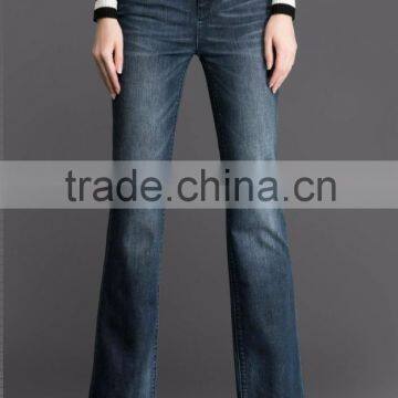 Wholesale ladies denim jeans skinny frared boot cut women in tight long jeans pants 2016