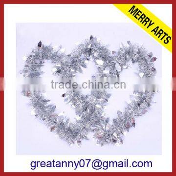 Wedding mylar silver tinsel indoor decoration party garland with leaves wholesale