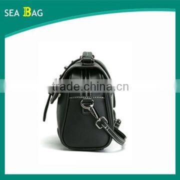 2016 Fashion Rivet Black Leather Satchel Tote Bag With Two Style Straps In Chinese photo-3