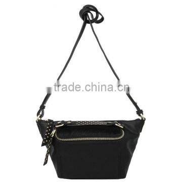 MD6009 Fashion black pure leather women crossbody bag