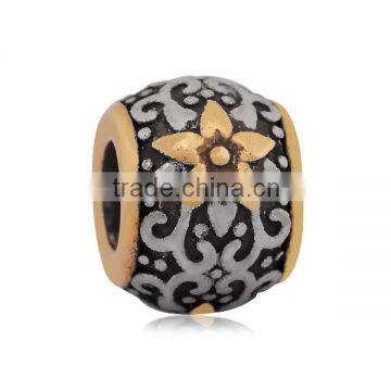 Ready Stock Vintage Tone Stainless Steel Jewelry Accessories Findings Large Hole European Charms Flower Spacer Beads SEB-LG121