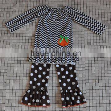 new design fall winter wear cotton chevron top halloween pumpkin boutique outfits