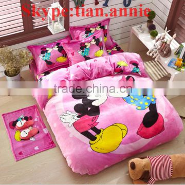 Kids Mickey high quality flannel bused hotel bedding set for home ! China factory high quality