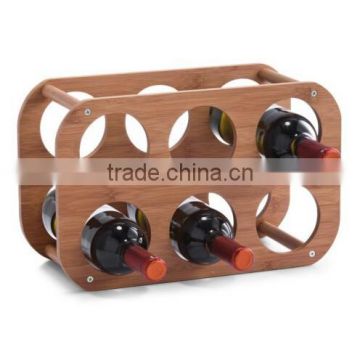 bamboo wine rack with 5 bottles