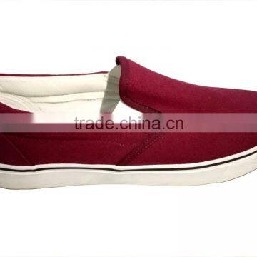 Red slip on canvas boat shoes, men shoes canvas