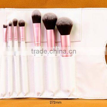 Soft Two-tone Hair 7pcs Makeup Brush Set With Leather Case (white Handle) photo-2