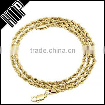 Hiphop Gold Tone Twist Rope Chain Necklace