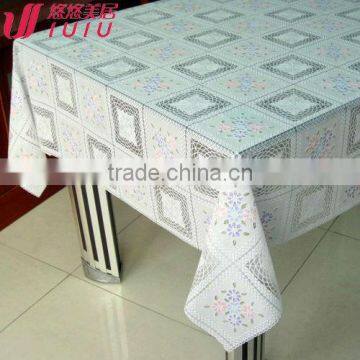 White printed pvc lace table cloth, table cover