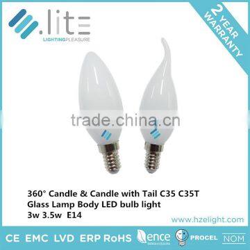 Led Lampen Candle Shape Tailed C37 Bulb 6.5w IC Driver E12 E14 E26 E27 Base CE RoHS Certifications Plastic Plus Aluminium photo-3