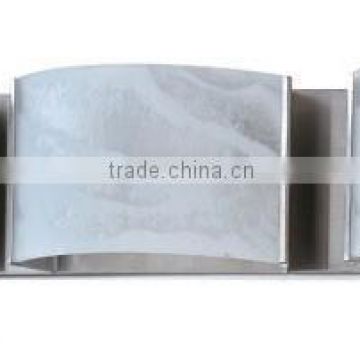 three lights bent glass wall lamp in chrome or satin nickel stainless steel backplate