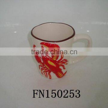 Lobster shape embossed ceramic mug for drinking