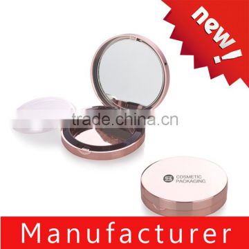 Newest round luxury gold pressed powder container with mirror