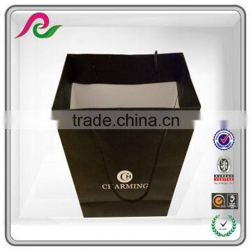 Luxury Black Custom Logo Printed Recyclable Paper Bag With Special Surface Texture photo-3