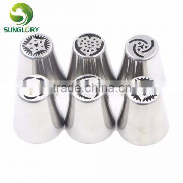 6pcs stainless steel russian tulip nozzles flower icing piping tips pastry tubes set