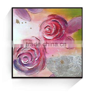 Shu1803 Best selling palette knife rose flower canvas oil painting design