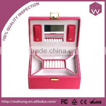 hot selling leather jewelery collection box with lock multi layer wholesale