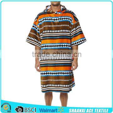 100% cotton velour printed fashionable Adult change poncho towel reactive printed poncho towel