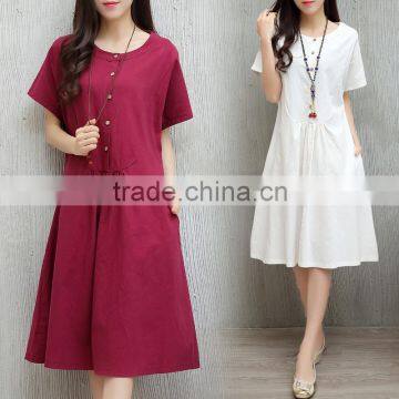 JPSKIRT1605958 Latest Fashion Ladies Round Neck Cotton Dress