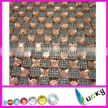 hotfix rhinestone trimming with light peach square stone for shoe decoration