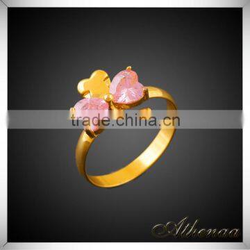 Athenaa Excellent Quality Cheap Copper Jewelry Beautiful Pink Stone Ring