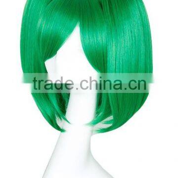 synthetic heat resistant fiber green cosplay wig